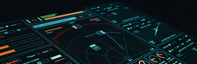 A close up of a control panel in a dark room